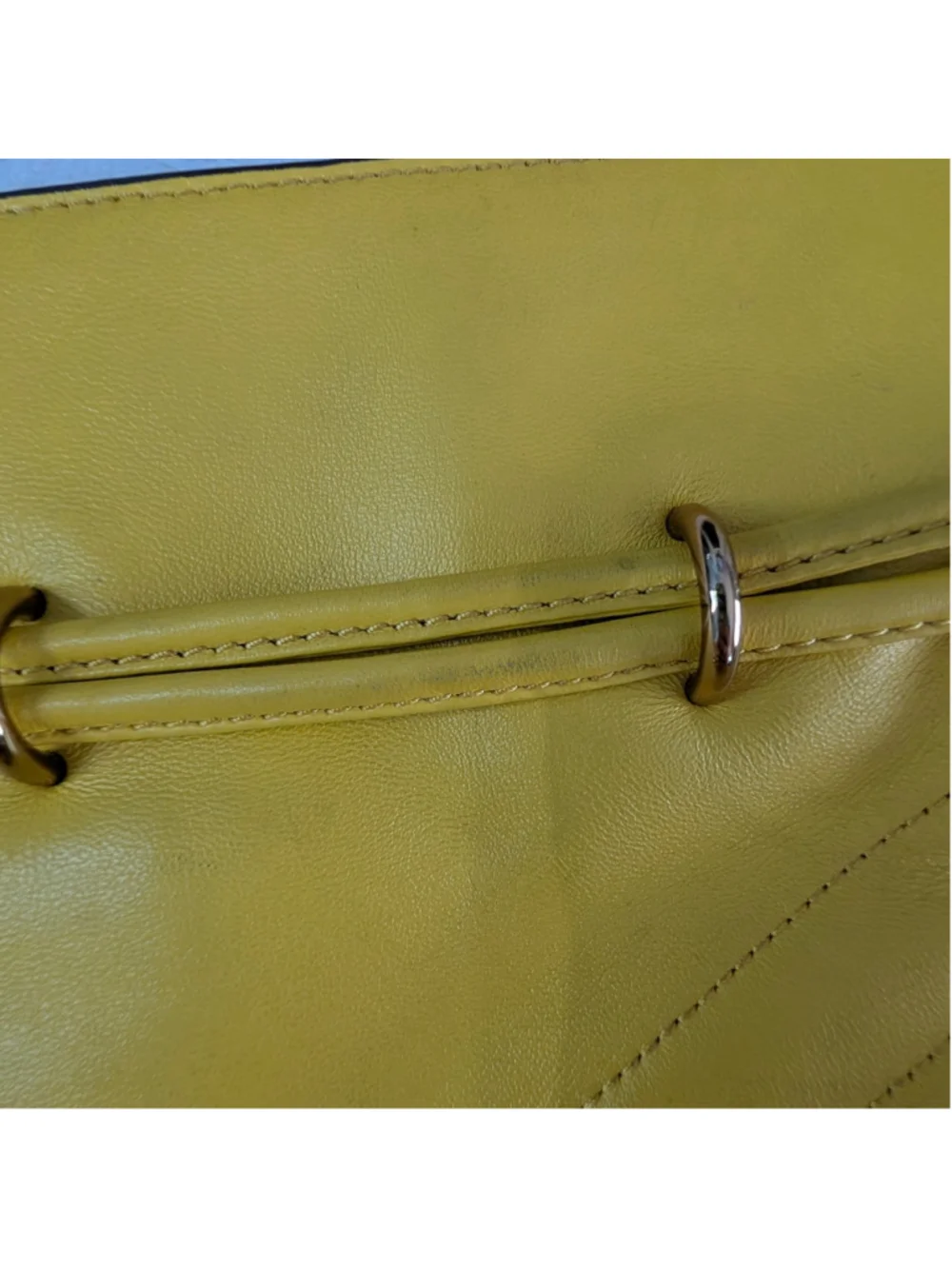 Tory Burch Kira Chevron Yellow Mini Bucket Bag - Flaws